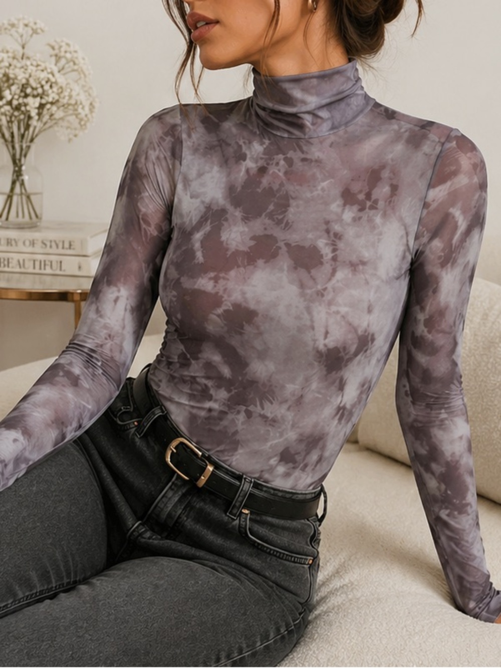 Forever 21 | Turtle Neck | Tie Dye | Mesh | Body Suit